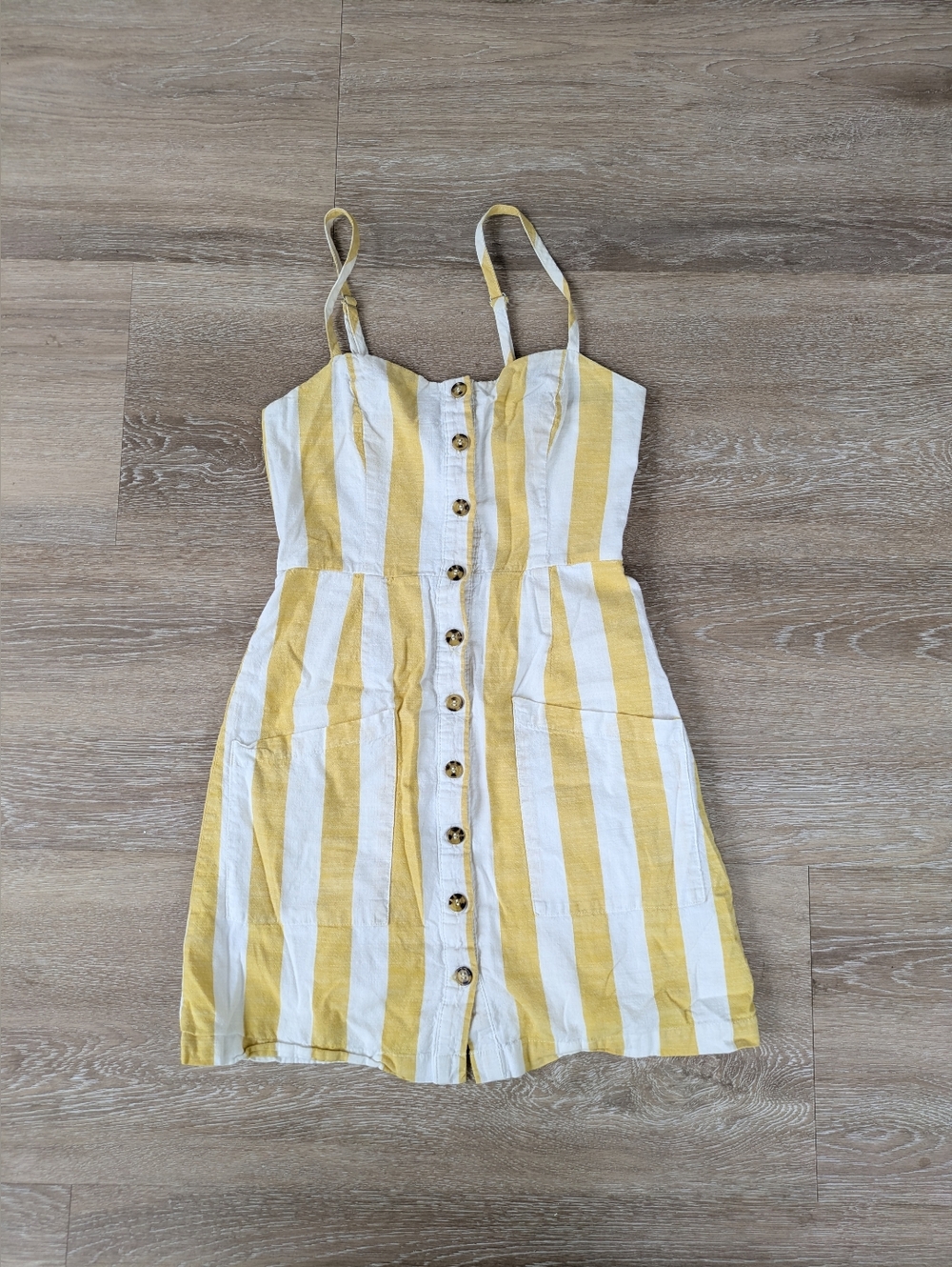 White And Yellow Stripe Sundress 100% Cotton